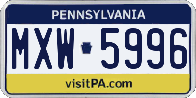 PA license plate MXW5996