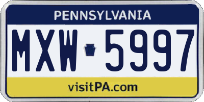 PA license plate MXW5997