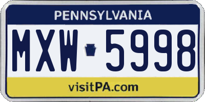 PA license plate MXW5998