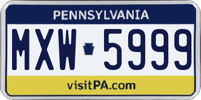 PA license plate MXW5999