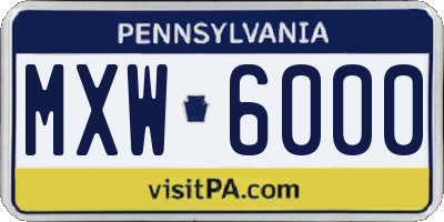 PA license plate MXW6000