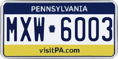 PA license plate MXW6003