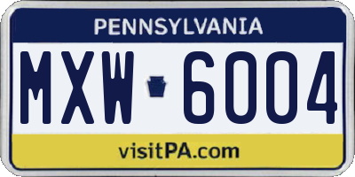 PA license plate MXW6004