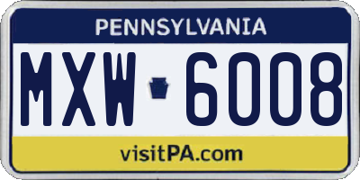PA license plate MXW6008