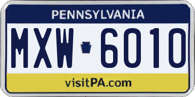 PA license plate MXW6010
