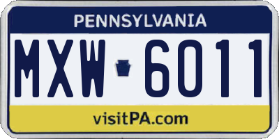 PA license plate MXW6011