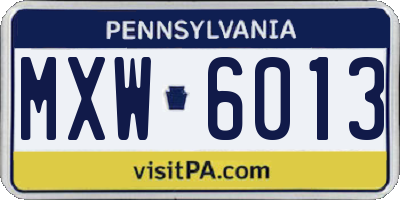 PA license plate MXW6013