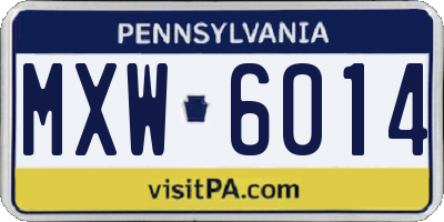 PA license plate MXW6014