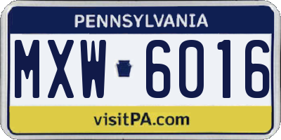 PA license plate MXW6016