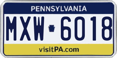 PA license plate MXW6018