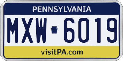 PA license plate MXW6019