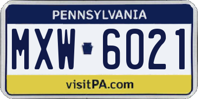 PA license plate MXW6021