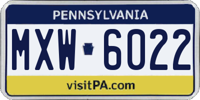 PA license plate MXW6022