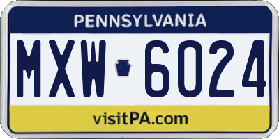 PA license plate MXW6024