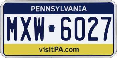 PA license plate MXW6027