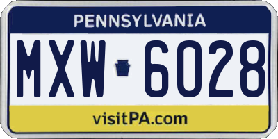 PA license plate MXW6028