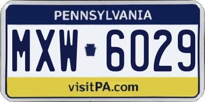 PA license plate MXW6029