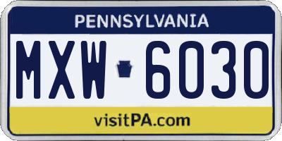 PA license plate MXW6030