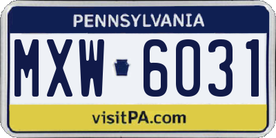 PA license plate MXW6031