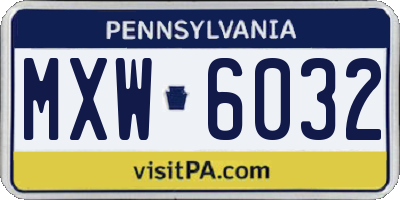 PA license plate MXW6032