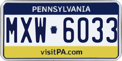 PA license plate MXW6033