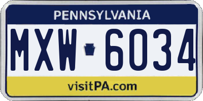 PA license plate MXW6034