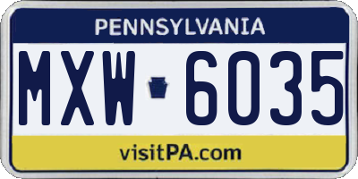 PA license plate MXW6035