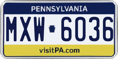 PA license plate MXW6036