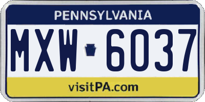 PA license plate MXW6037
