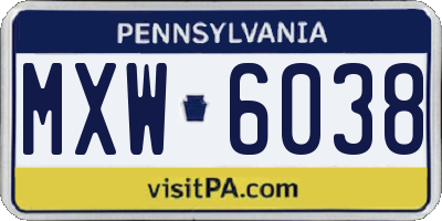 PA license plate MXW6038
