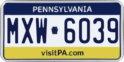 PA license plate MXW6039