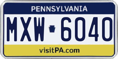 PA license plate MXW6040