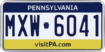 PA license plate MXW6041