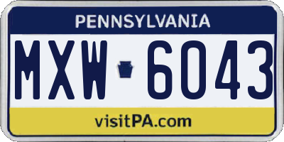 PA license plate MXW6043