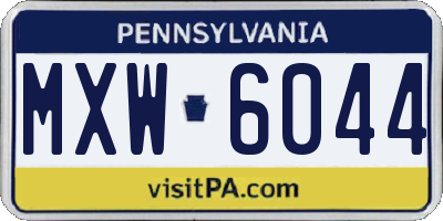PA license plate MXW6044