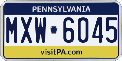 PA license plate MXW6045