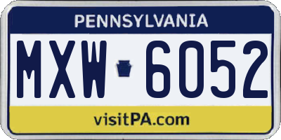 PA license plate MXW6052