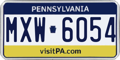 PA license plate MXW6054