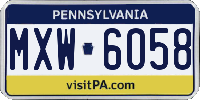 PA license plate MXW6058
