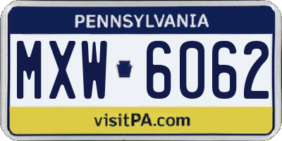 PA license plate MXW6062