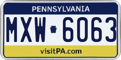 PA license plate MXW6063