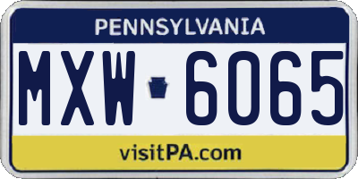 PA license plate MXW6065