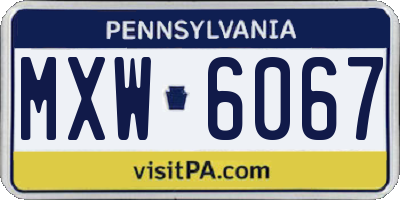 PA license plate MXW6067