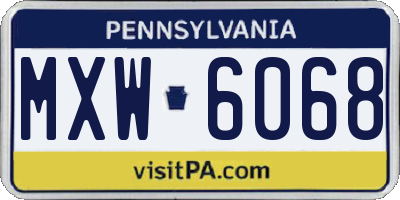 PA license plate MXW6068