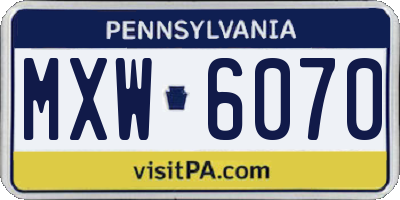PA license plate MXW6070