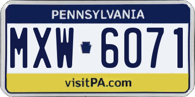 PA license plate MXW6071