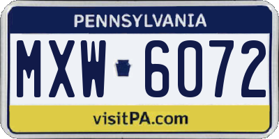 PA license plate MXW6072