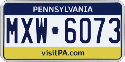 PA license plate MXW6073