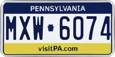 PA license plate MXW6074
