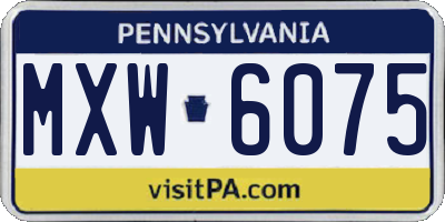 PA license plate MXW6075
